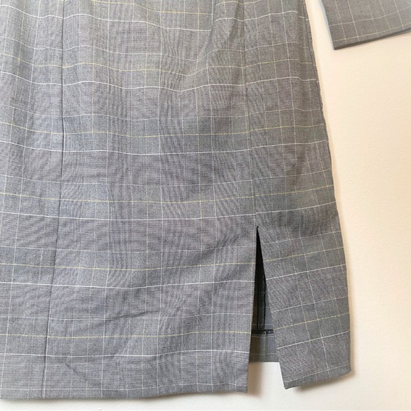 Mango MNG Gray Shift Dress Plaid Long Sleeve Knee Length 4 - Picture 8 of 13